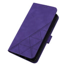 Crossbody 3D Embossed Flip Leather Phone Case For iPhone 14(Purple)