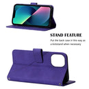 Crossbody 3D Embossed Flip Leather Phone Case For iPhone 14(Purple)
