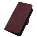 Crossbody 3D Embossed Flip Leather Phone Case For iPhone 14(Wine Red)