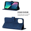 Crossbody 3D Embossed Flip Leather Phone Case For iPhone 14 Max(Blue)