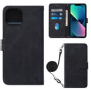 Crossbody 3D Embossed Flip Leather Phone Case For iPhone 14 Max(Black)