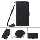 Crossbody 3D Embossed Flip Leather Phone Case For iPhone 14 Max(Black)