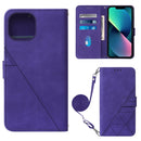 Crossbody 3D Embossed Flip Leather Phone Case For iPhone 14 Max(Purple)