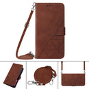 Crossbody 3D Embossed Flip Leather Phone Case For iPhone 14 Pro Max(Brown)