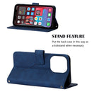 Crossbody 3D Embossed Flip Leather Phone Case For iPhone 14 Pro Max(Blue)