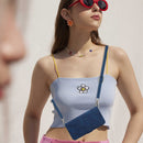 Crossbody 3D Embossed Flip Leather Phone Case For iPhone 14 Pro Max(Blue)