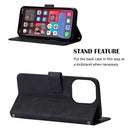 Crossbody 3D Embossed Flip Leather Phone Case For iPhone 14 Pro Max(Black)