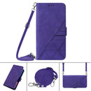 Crossbody 3D Embossed Flip Leather Phone Case For iPhone 14 Pro Max(Purple)