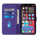 Crossbody 3D Embossed Flip Leather Phone Case For iPhone 14 Pro Max(Purple)