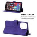Crossbody 3D Embossed Flip Leather Phone Case For iPhone 14 Pro Max(Purple)