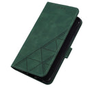 Crossbody 3D Embossed Flip Leather Phone Case For iPhone 14 Pro Max(Dark Green)