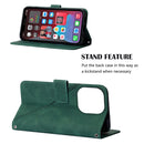 Crossbody 3D Embossed Flip Leather Phone Case For iPhone 14 Pro Max(Dark Green)