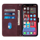 Crossbody 3D Embossed Flip Leather Phone Case For iPhone 14 Pro Max(Wine Red)