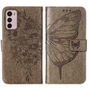 For Motorola Moto G42 Embossed Butterfly Flip Leather Phone Case(Grey)