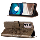 For Motorola Moto G42 Embossed Butterfly Flip Leather Phone Case(Grey)