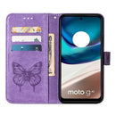 For Motorola Moto G42 Embossed Butterfly Flip Leather Phone Case(Purple)