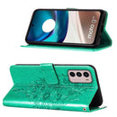 For Motorola Moto G42 Embossed Butterfly Flip Leather Phone Case(Green)