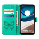 For Motorola Moto G42 Embossed Butterfly Flip Leather Phone Case(Green)