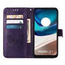 For Motorola Moto G42 Embossed Butterfly Flip Leather Phone Case(Dark Purple)