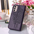 For Motorola Moto G42 Embossed Butterfly Flip Leather Phone Case(Dark Purple)