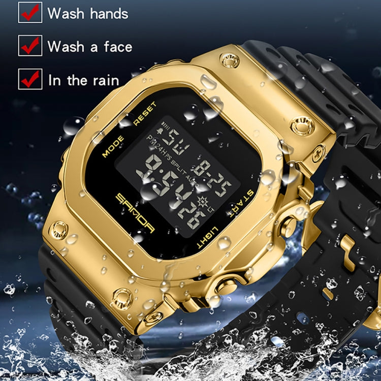 SANDA 2126 Tempered Mirror Luminous Waterproof Dual Display Electronic Watch(Khaki)