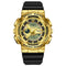 SANDA 3137 TPU Strap Luminous Waterproof Dual Display Electronic Watch(Black Gold)
