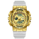SANDA 3137 TPU Strap Luminous Waterproof Dual Display Electronic Watch(Transparent Gold)
