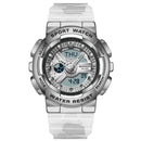 SANDA 3137 TPU Strap Luminous Waterproof Dual Display Electronic Watch(Transparent Silver)
