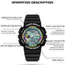 SANDA 3137 TPU Strap Luminous Waterproof Dual Display Electronic Watch(Black)