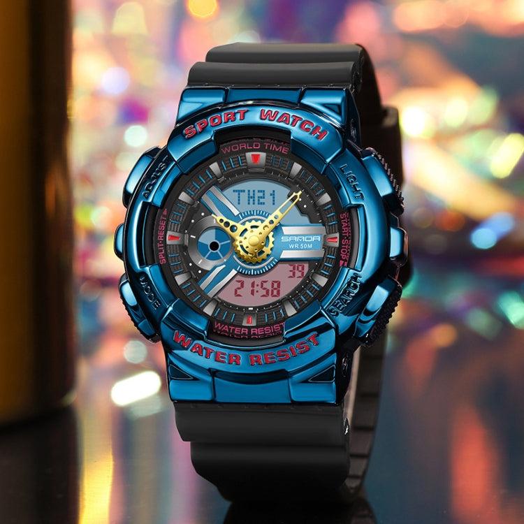 SANDA 3137 TPU Strap Luminous Waterproof Dual Display Electronic Watch(Transparent Silver)