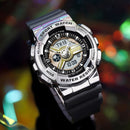 SANDA 3137 TPU Strap Luminous Waterproof Dual Display Electronic Watch(Transparent Gold)