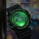 SANDA 3137 TPU Strap Luminous Waterproof Dual Display Electronic Watch(Transparent Gold)