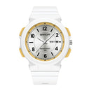SANDA 6097 TPU Strap Dual Calendar Waterproof Electronic Watch(White Yellow)