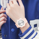 SANDA 6097 TPU Strap Dual Calendar Waterproof Electronic Watch(White Yellow)