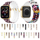 Square Buckle Color Printing Watch Band For Apple Watch Series 7 41mm / 6&SE&5&4 40mm / 3&2&1 38mm(Leopard 4)