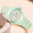 SANDA 1053 Womens TPU Strap Dual Display Waterproof Electronic Watch(Matcha Green)