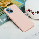 Solid Color Silicone Phone Case For iPhone 14 Max(Sand Pink)