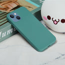 Solid Color Silicone Phone Case For iPhone 14 Max(Pine Needle Green)