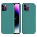 Solid Color Silicone Phone Case For iPhone 14 Pro(Pine Needle Green)