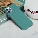 Solid Color Silicone Phone Case For iPhone 14 Pro(Pine Needle Green)