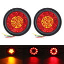 2 PCS MK-272 DC12-24V 3.93 inch Van / Truck 16LEDs Bi-color Round Tail Light(Red Yellow)