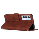 For Tecno Camon 18 Premier Skin Feel Heart Pattern Leather Phone Case With Lanyard(Brown)