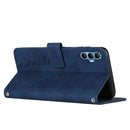 For Tecno Spark 8 Pro Skin Feel Heart Pattern Leather Phone Case With Lanyard(Blue)