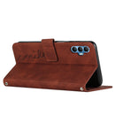 For Tecno Spark 8 Pro Skin Feel Heart Pattern Leather Phone Case With Lanyard(Brown)