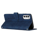 For Motorola Moto G52 Skin Feel Heart Pattern Leather Phone Case With Lanyard(Blue)