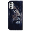 For Motorola Moto G62 5G Coloured Drawing Leather Phone Case(Lion)