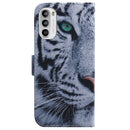 For Motorola Moto G62 5G Coloured Drawing Leather Phone Case(Tiger)