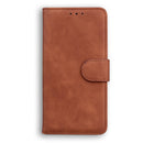 For Motorola Moto G62 5G Skin Feel Pure Color Flip Leather Phone Case(Brown)