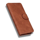 For Motorola Moto G62 5G Skin Feel Pure Color Flip Leather Phone Case(Brown)