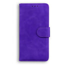 For Motorola Moto G62 5G Skin Feel Pure Color Flip Leather Phone Case(Purple)